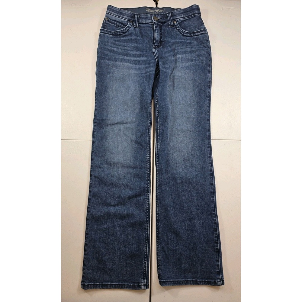 Wrangler The Ultimate Riding Q Baby Bootcut Jeans Size 7x32 Western Dark Wash
